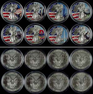 Coins USA Set zun 8x 1 Dollar, 2015, Silver ... 