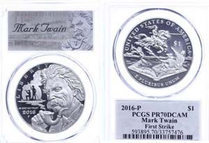 Coins USA Dollar, 2016, P, Mark Twain, in ... 