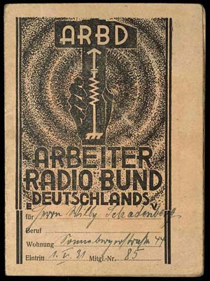 ARBD, membership card of the worker radio ... 