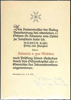 2x document Order of St. John of the ... 