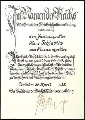 Customs, certificate of appointment to the ... 
