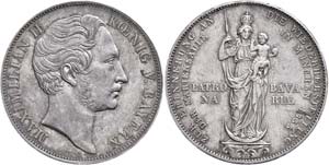 Bavaria Double guilder, 1855, on the ... 
