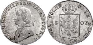 Prussia 4 Groschen, 1807, A, Friedrich ... 