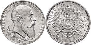 Baden 2 Mark, 1902, Friedrich I., zum ... 