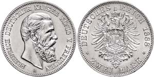 Preußen 2 Mark, 1888, Friedrich III., Avers ... 