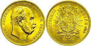 Preußen 10 Mark, 1872, A, Wilhelm I., Avers ... 