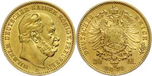 Prussia 20 Mark, 1872, A, Wilhelm I., ... 