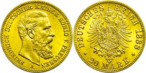 Preußen 20 Mark, 1888, Friedrich III., vz ... 