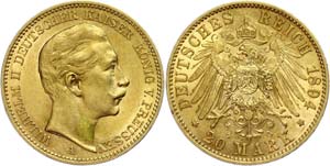 Preußen 20 Mark, 1894, A, Wilhelm I., wz. ... 