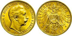 Preußen 20 Mark, 1912, Wilhelm II., kl. ... 
