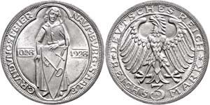 Coins Weimar Republic 3 Reichmark, 1928, A, ... 