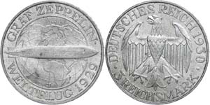 Coins Weimar Republic 3 Reichmark, 1930, J, ... 