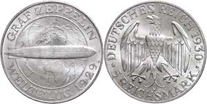 Coins Weimar Republic 5 Reichmark, 1930, F, ... 