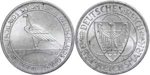 Coins Weimar Republic 3 Reichmark, 1930 F, ... 