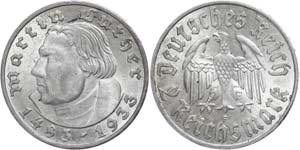 Münzen Drittes Reich 2 Reichsmark, 1933, F, ... 