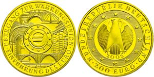 Münzen Bund ab 1946 200 Euro, Gold, 2002, ... 