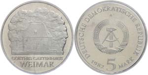Münzen DDR 5 Mark, 1982, Goethes ... 