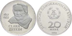 Münzen DDR 20 Mark, 1982, Zetkin, in ... 