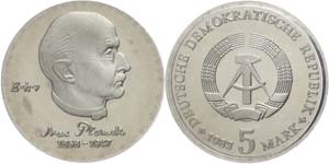 Münzen DDR 5 Mark, 1983, Max Planck, in ... 