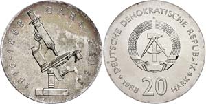 Münzen DDR 20 Mark, 1988, Carl Zeiss, st., ... 