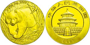 China Volksrepublik 200 Yuan, Gold, 2001, ... 