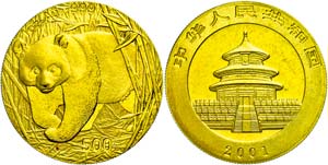 China Volksrepublik 500 Yuan, Gold, 2001, ... 