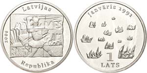 Latvia 1 Lats, 2006, 15 years independence ... 