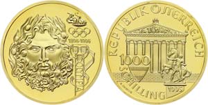 Austria 1000 Shilling, Gold, 1995, a hundred ... 