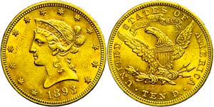Coins USA 10 Dollars, Gold, 1893, ... 