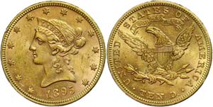 Coins USA 10 Dollars, Gold, 1895, freedom ... 