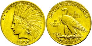 USA 10 Dollars, Gold, 1908, Philadelphia, ... 