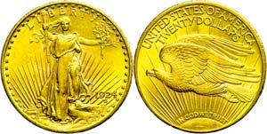 USA 20 Dollars, Gold, 1924, Philadelphia, ... 