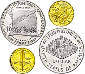 Coins USA Set to 1 Dollar, silver and 5 ... 