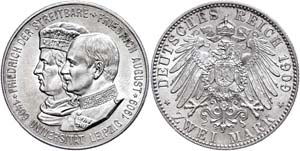 Saxony  2 Mark, 1909, Friedrich August, 500 ... 