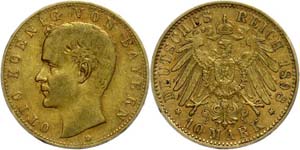 Bavaria  10 Mark, 1898, Otto, very fine., ... 