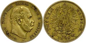 Preußen Goldmünzen  10 Mark, 1872, Wilhelm ... 