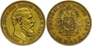 Prussia  10 Mark, 1888, Friedrich III., very ... 