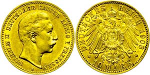 Preußen Goldmünzen  10 Mark, 1903, Wilhelm ... 