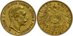 Preußen Goldmünzen  10 Mark, 1904, Wilhelm ... 