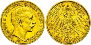 Prussia  20 Mark, 1895, Wilhelm II., ... 