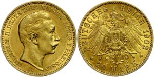 Prussia  20 Mark, 1902, Wilhelm II., very ... 
