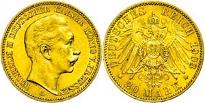 Preußen Goldmünzen  20 Mark, 1903, Wilhelm ... 