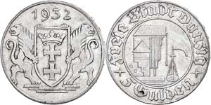 Coins German Areas  Gdansk, 5 Guilder, 1932, ... 