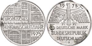 Münzen Bund ab 1946  5 Mark, 1975, ... 