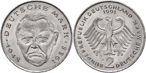 Münzen Bund ab 1946  2 Mark (3,71g), 1991, ... 