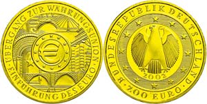 Münzen Bund ab 1946  200 Euro, Gold, 2002, ... 