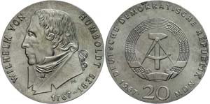 Münzen DDR  20 Mark, 1967, Wilhelm von ... 