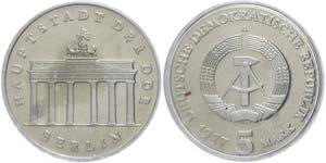 Münzen DDR  5 Mark, 1987, Berlin Hauptstadt ... 