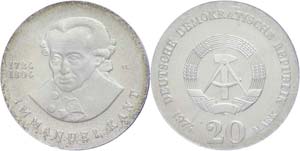 Münzen DDR  20 Mark, 1974, Immanuel Kant, ... 