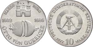 Münzen DDR  10 Mark, 1977, Guericke, in ... 